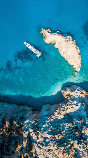 Open image in slideshow, Porto Katsiki Yacht Print
